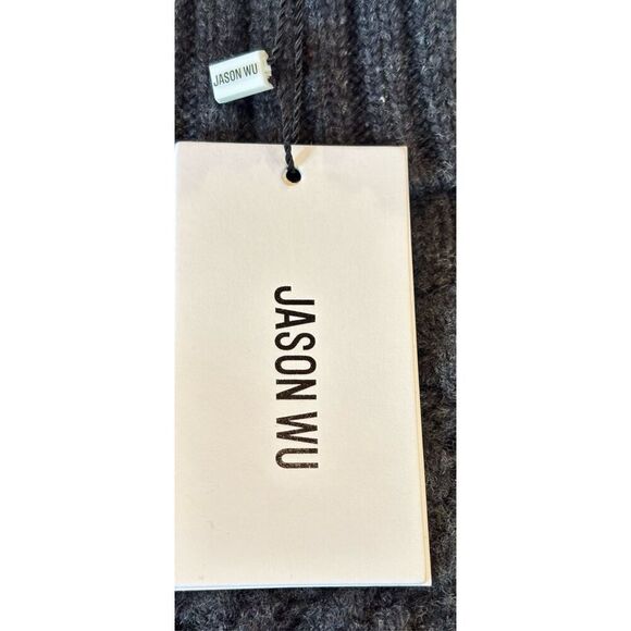 JASON WU Fringe Wool Turtleneck Sweater in Grey NWT Size Large - Picture 9 of 11